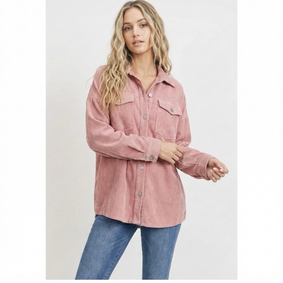 Forever 21 Jackets & Blazers - Forever 21 Pink Corduroy Button Front Shacket Jacket Medium